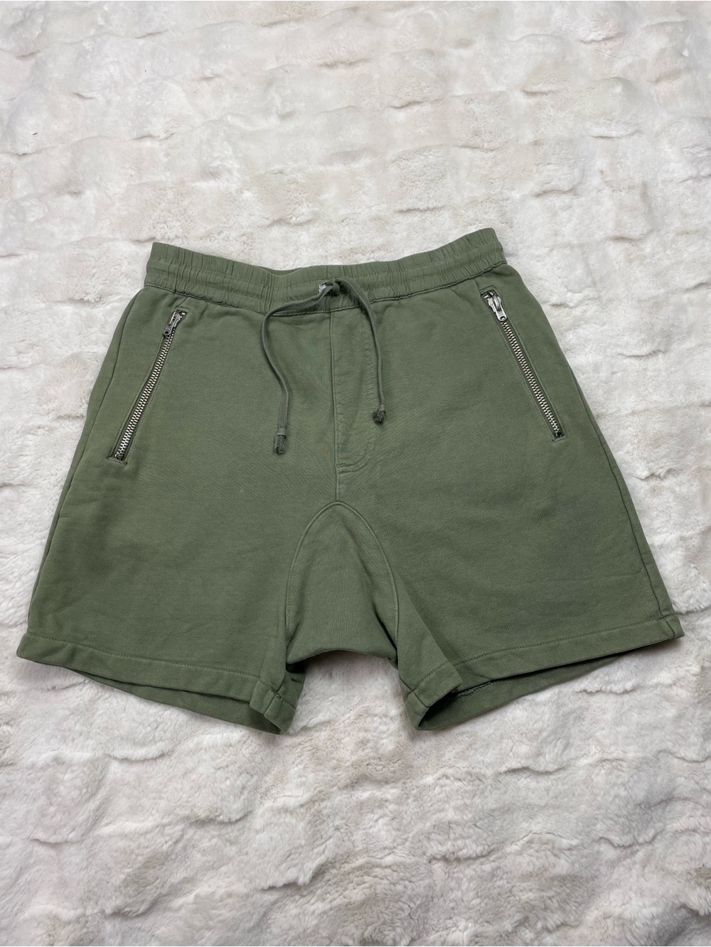 🔥Fear Of God FOG Collection Two Men’s Army Green Shorts Drawstrings Drop Crotch